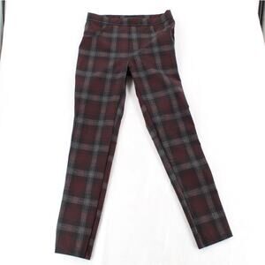 Sanctuary Pants Womens Med Maroon Black Plaid Pull On Skinny Stretch Casual